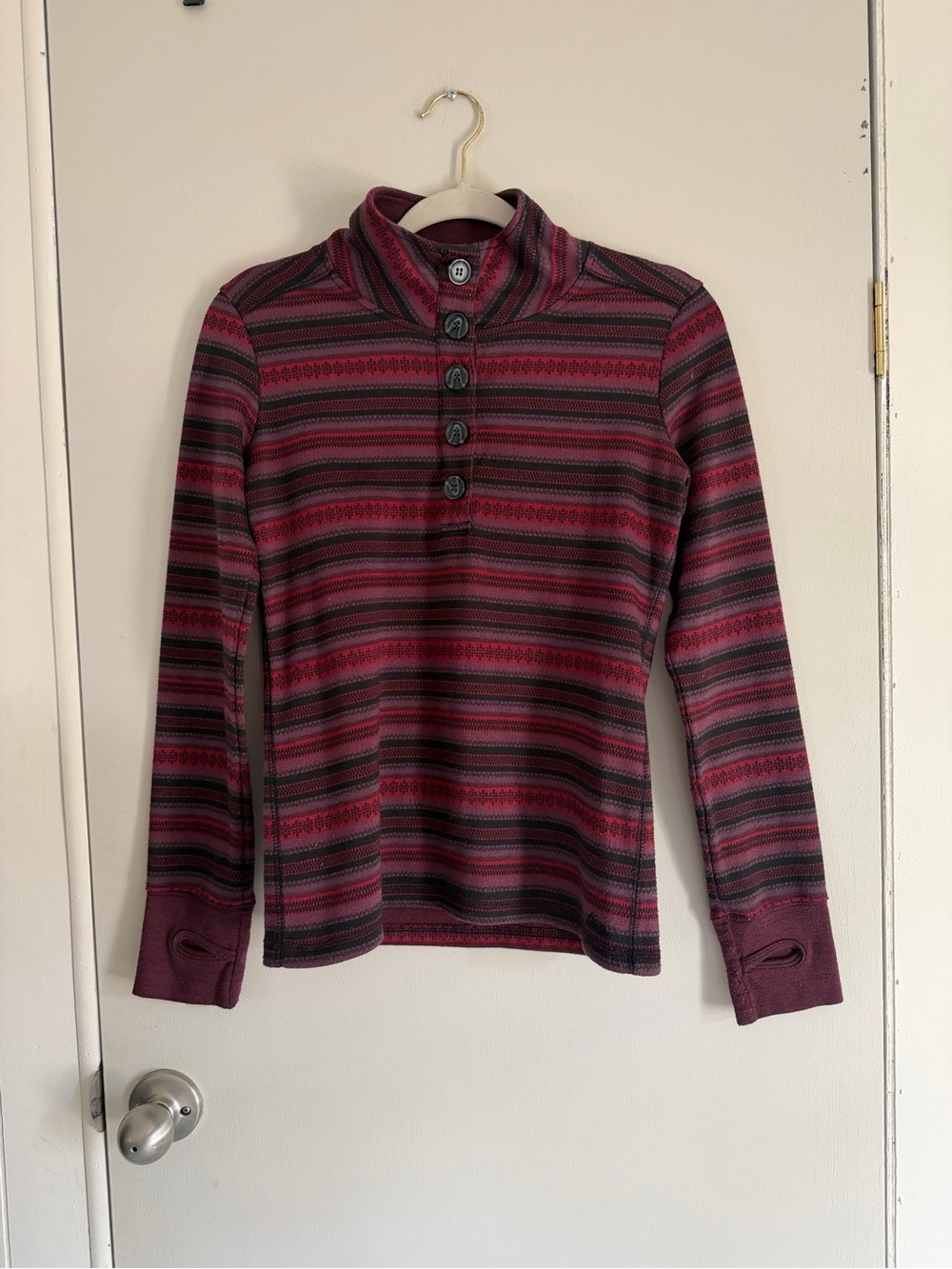 Kavu Maroon Striped Henley Shirt